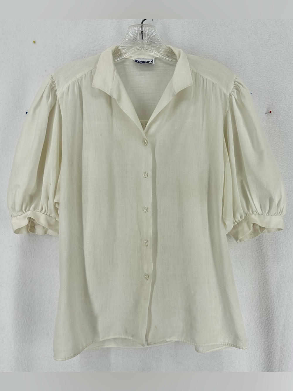 Runway 7 Blouse Puff Sleeve Button Front Women’s L Ivory
